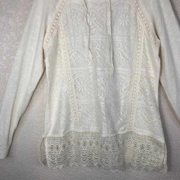 Back In The Saddle Women Ivory Lace Hoodie Size Small - Picture 2 of 9